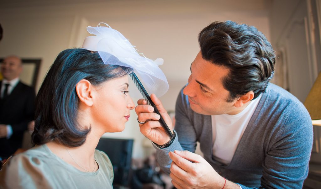 coiffure mariage chapeau