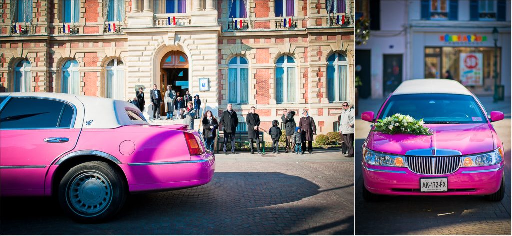 mariage en limousine rose