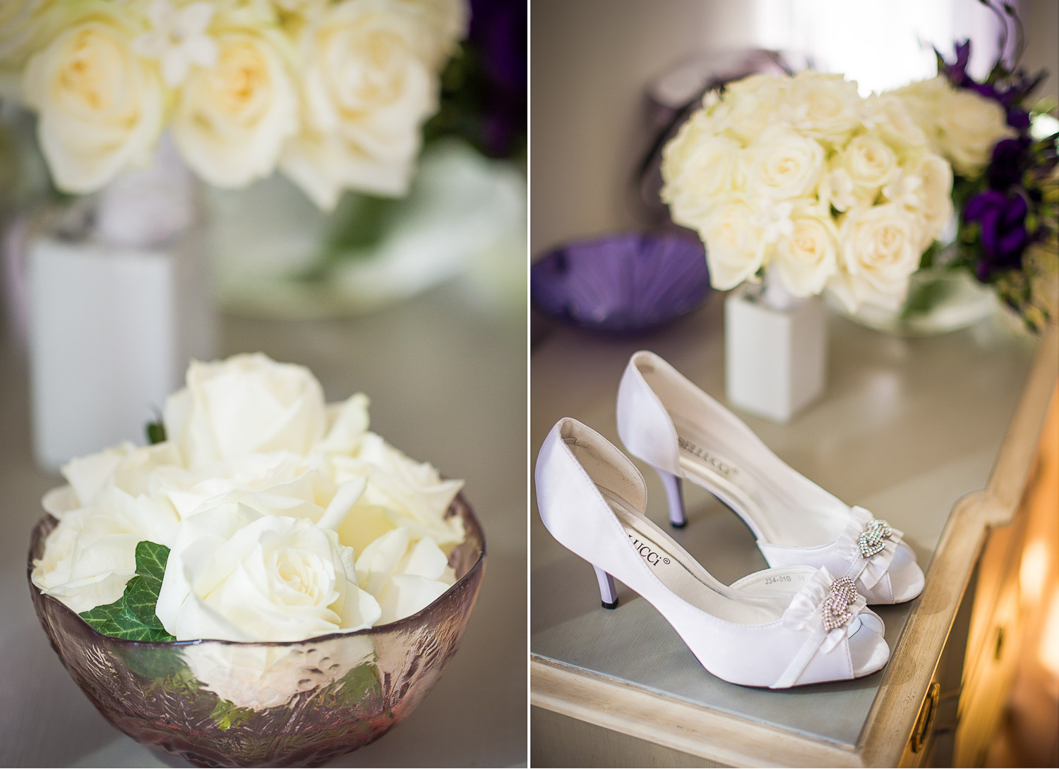 chaussures et bouquet mariée